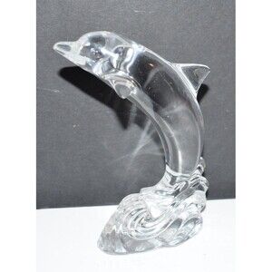 Waterford 5" Jumping Dolphin Sculpture Paperweight Crystal